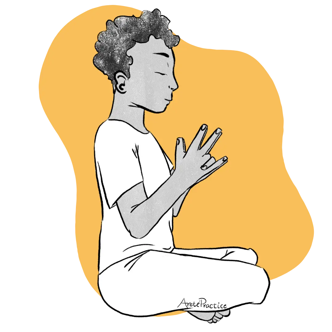 Illustration for meditation "Four-stroke breath for meditative balance" for Kundalini Yoga Practice