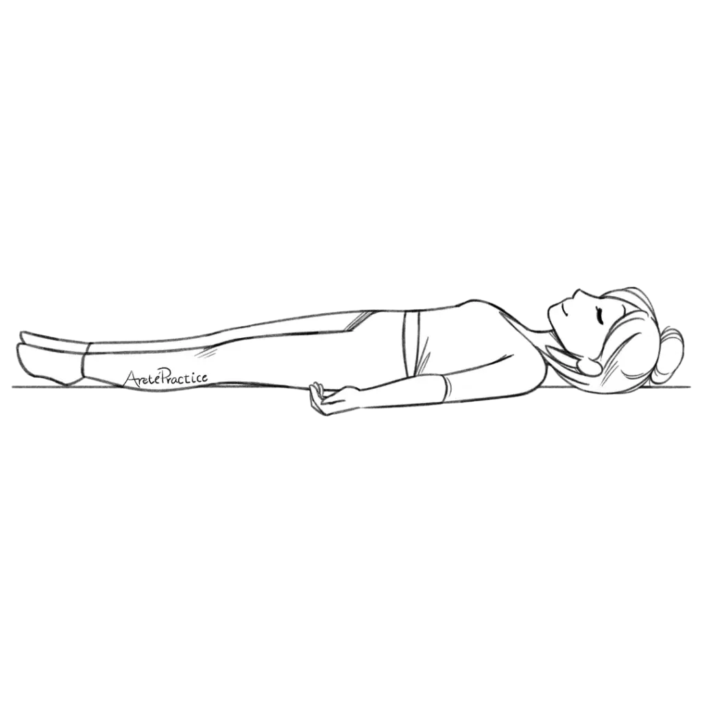 Ilustración de Helen en Shavasana