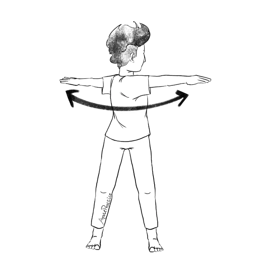 Ilustración de George haciendo flexiones laterales
