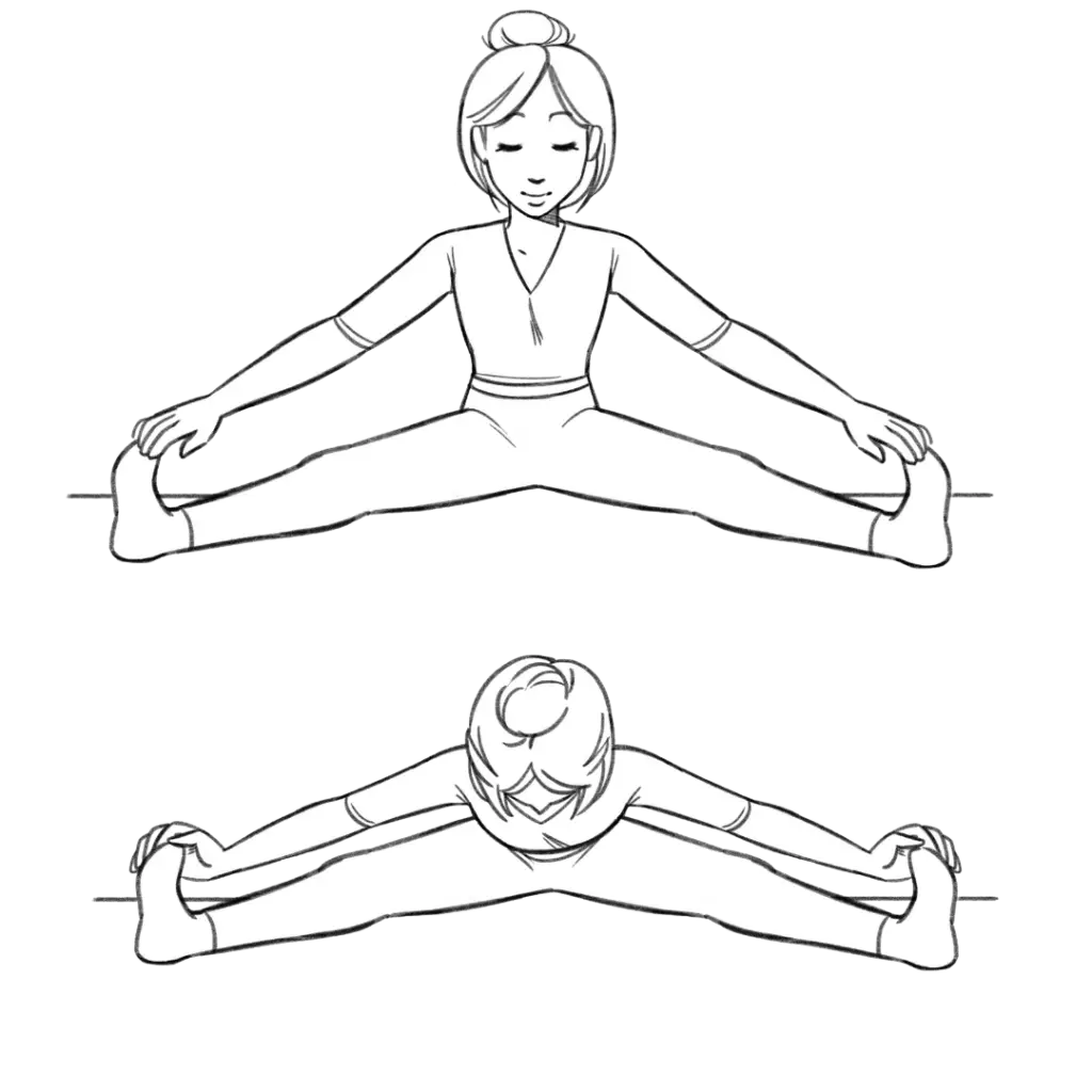 Illustration of movement Forward Bend - Legs Apart - Downward Position to the middle