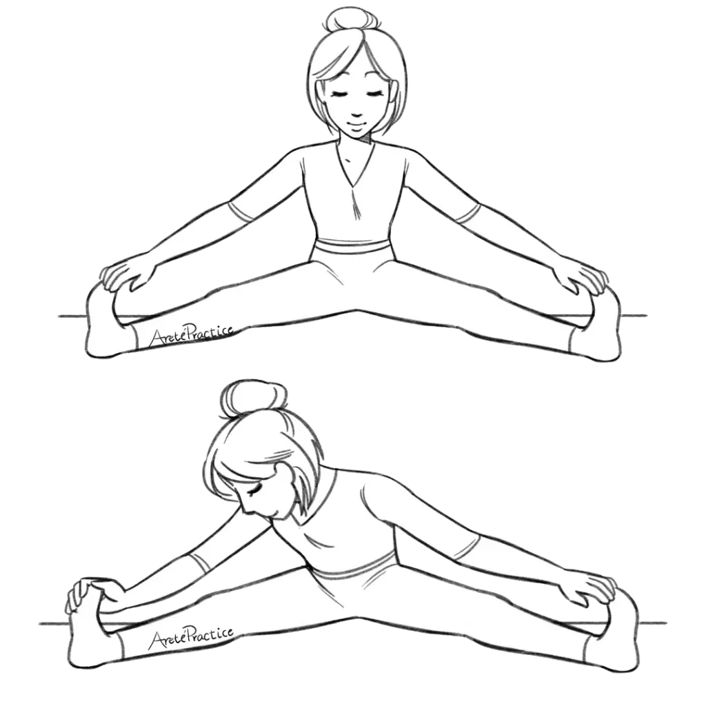 Illustration of movement Forward Bend - Legs Apart - Downward Position to the side