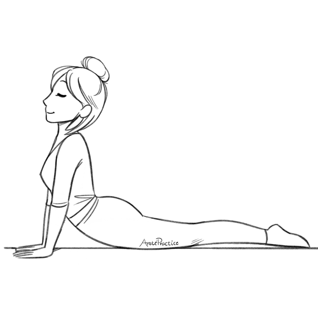 Illustration of Helen doing cobra pose