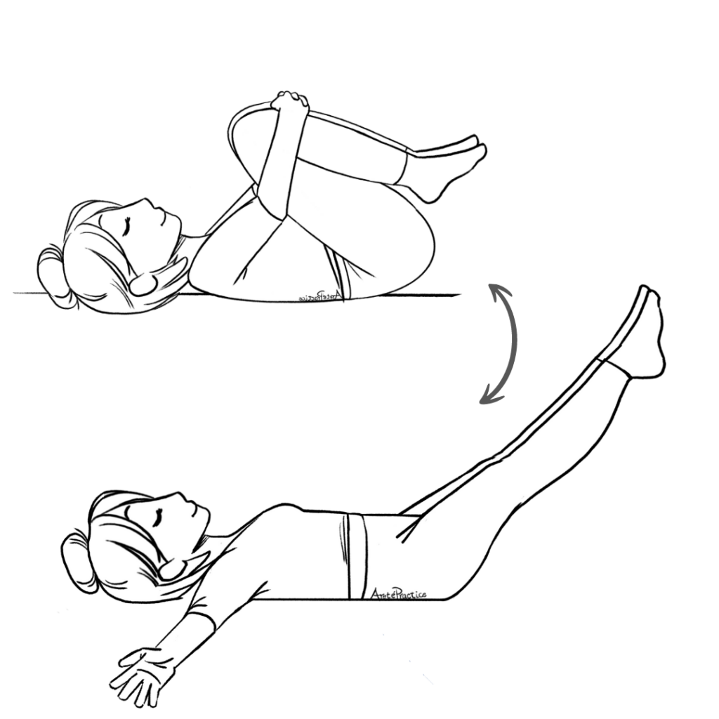 Illustration of Helen doing Nabhi Kriya Exercise 4.