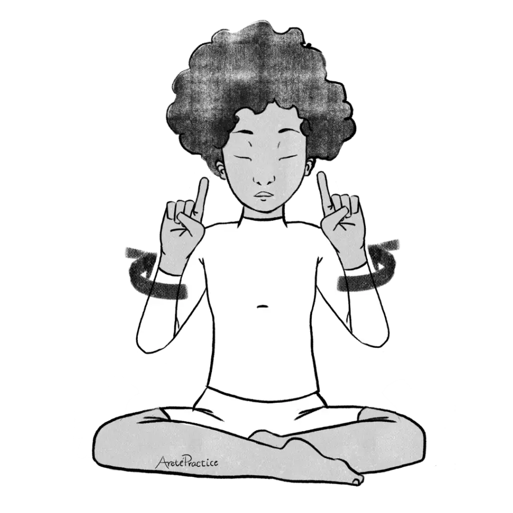 Illustration of Elaine with needle mudra