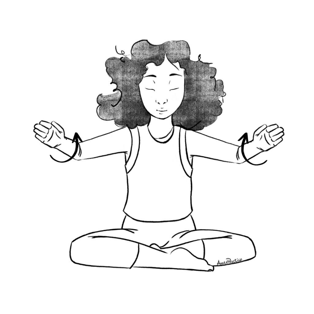 Illustration of Susan doing Kriya to Balance Internal Polarities Exercise 1