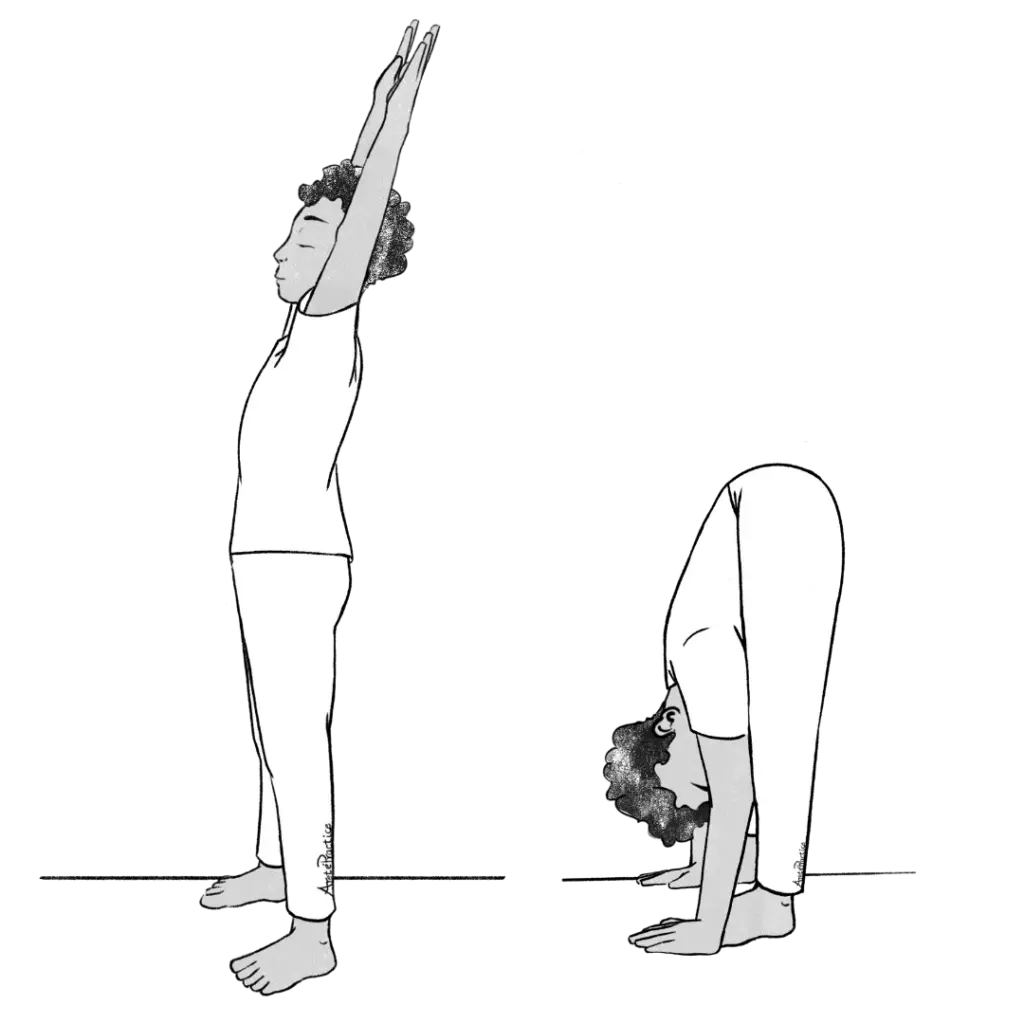 Illustration of Jerry doing Standing Forward Bends.