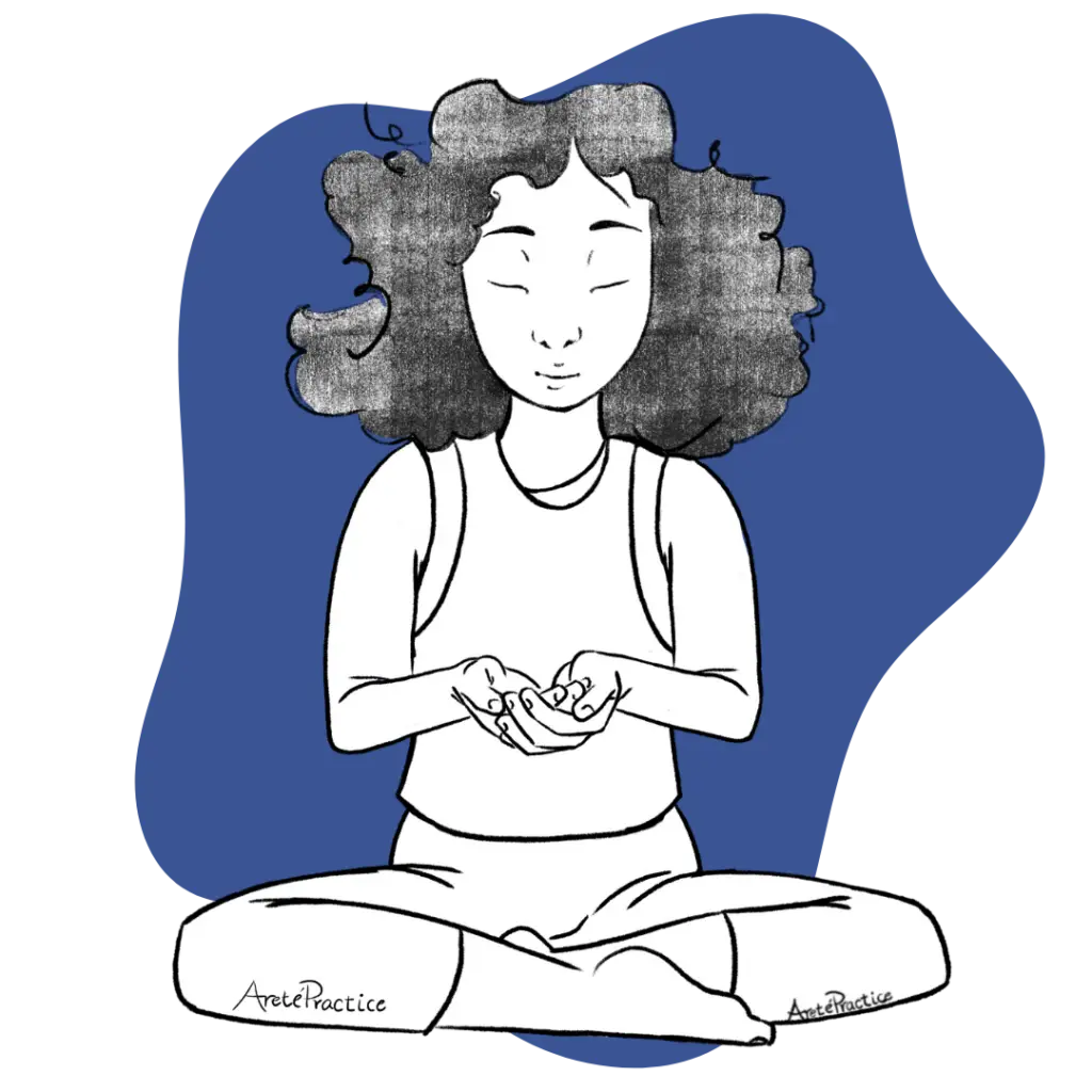 Illustration of Susan doing the Meditation for the Negative Mind - featured image