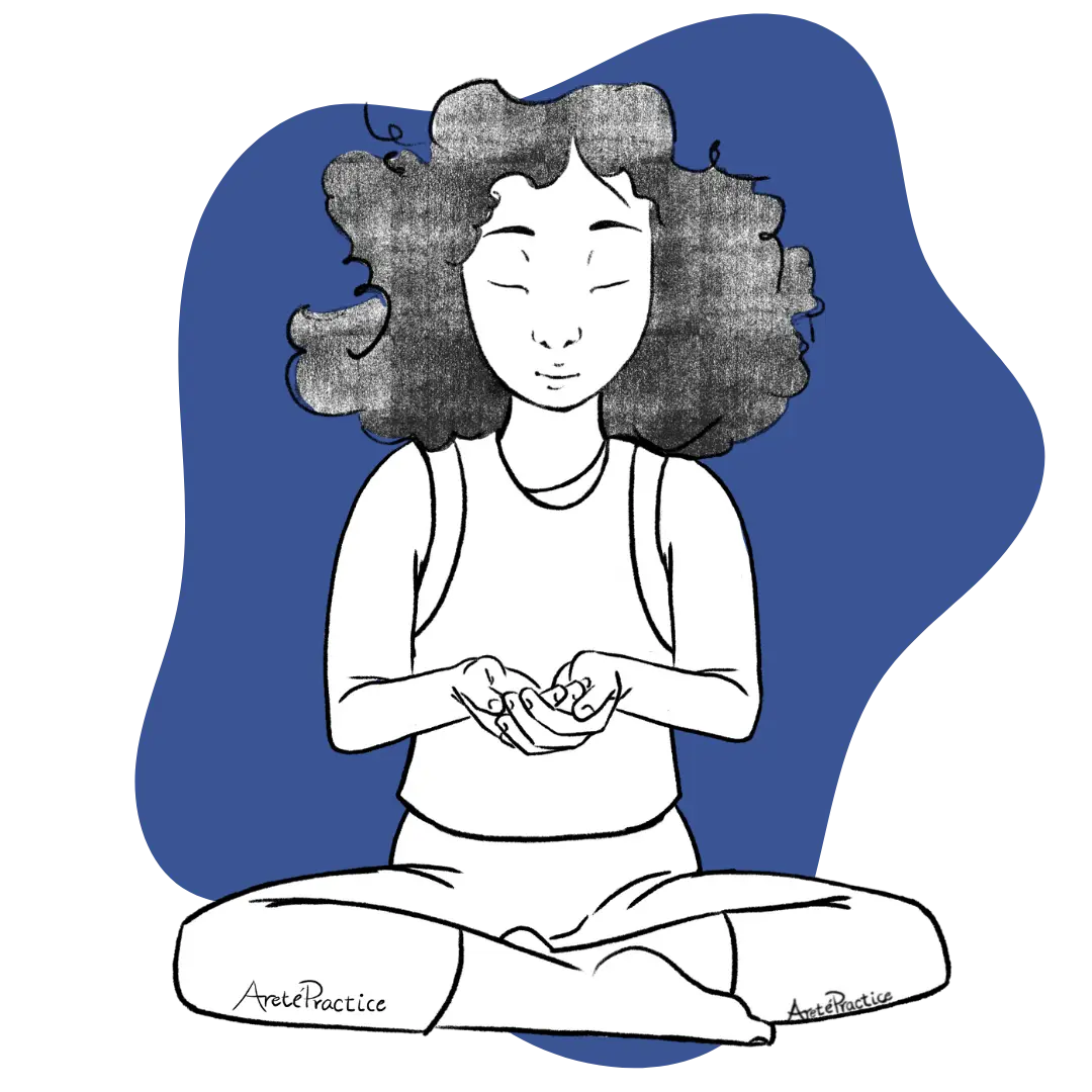 Illustration of Susan doing the Meditation for the Negative Mind - featured image