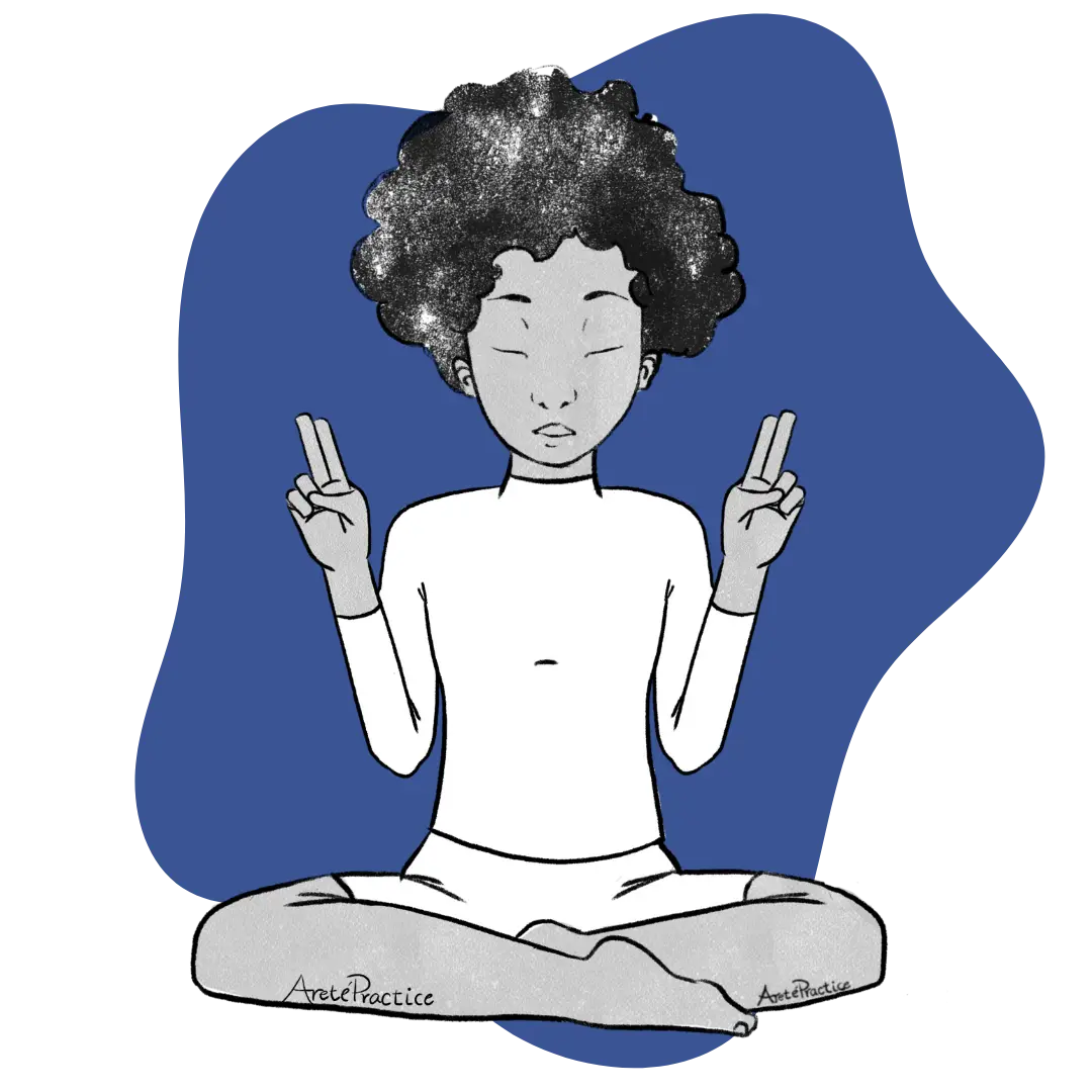 Illustration of Elaine doing the Meditation for the Positive Mind