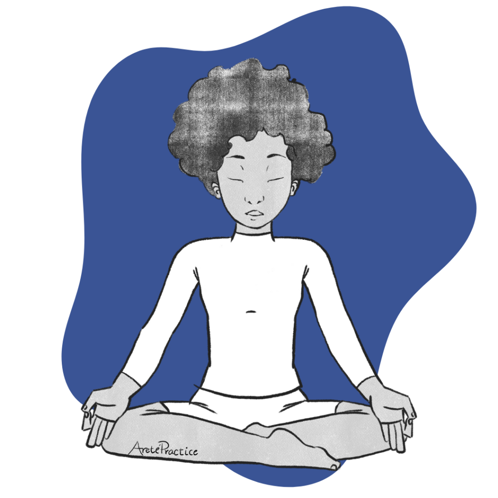 Illustration of Elaine doing the Meditation for the Seventh and Eighth Chakras featured image