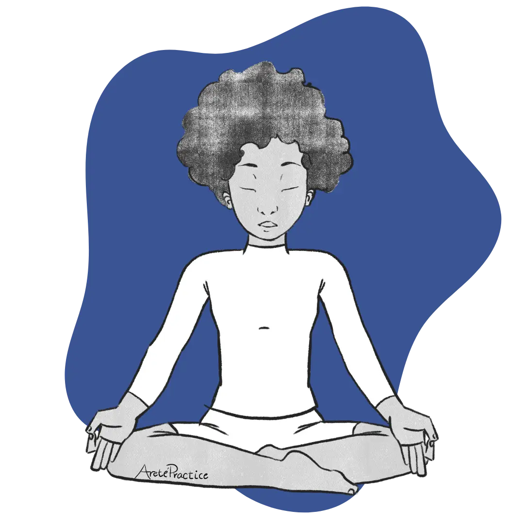 Illustration of Elaine doing the Meditation for the Seventh and Eighth Chakras featured image