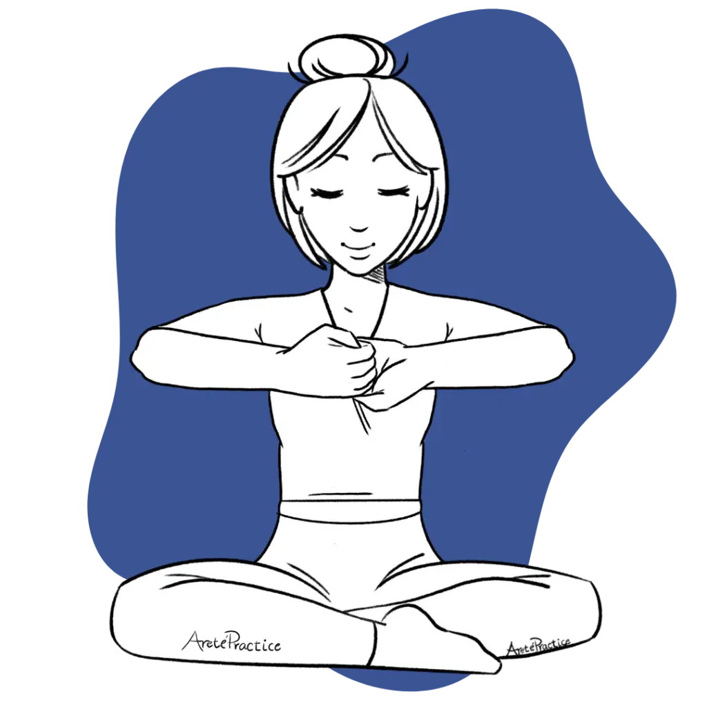 Illustration of Helen doing the Meditation Meditation on Everyone as a Flow of Life