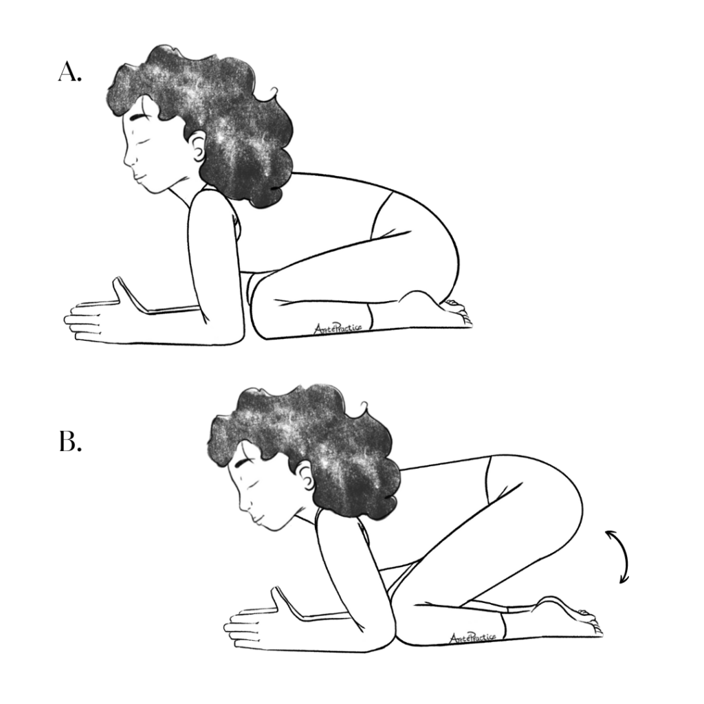 Ilustración de Susana realizando la serie de estrés para glándulas suprarrenales y riñones - Ejercicio 10