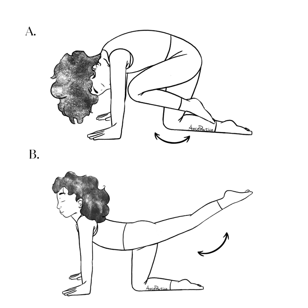 Ilustración de Susana realizando la serie de estrés para glándulas suprarrenales y riñones - Ejercicio 9