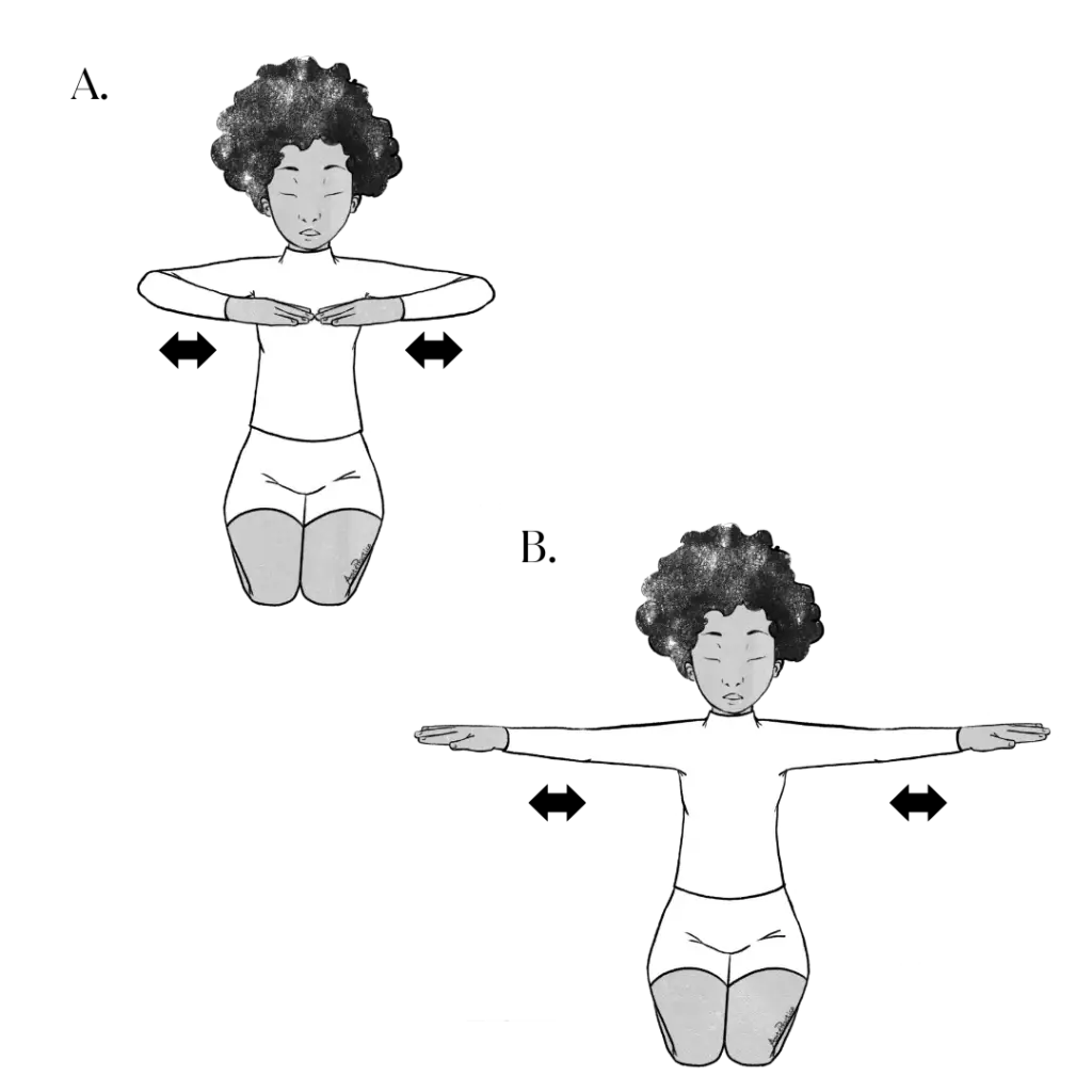 Illustration of Elaine doing Meditation for the Fourth Chakra 1