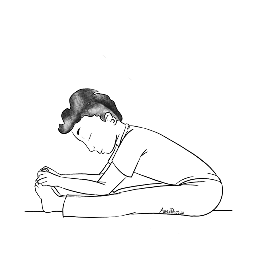 Ilustración de George sentado con las piernas extendidas hacia adelante