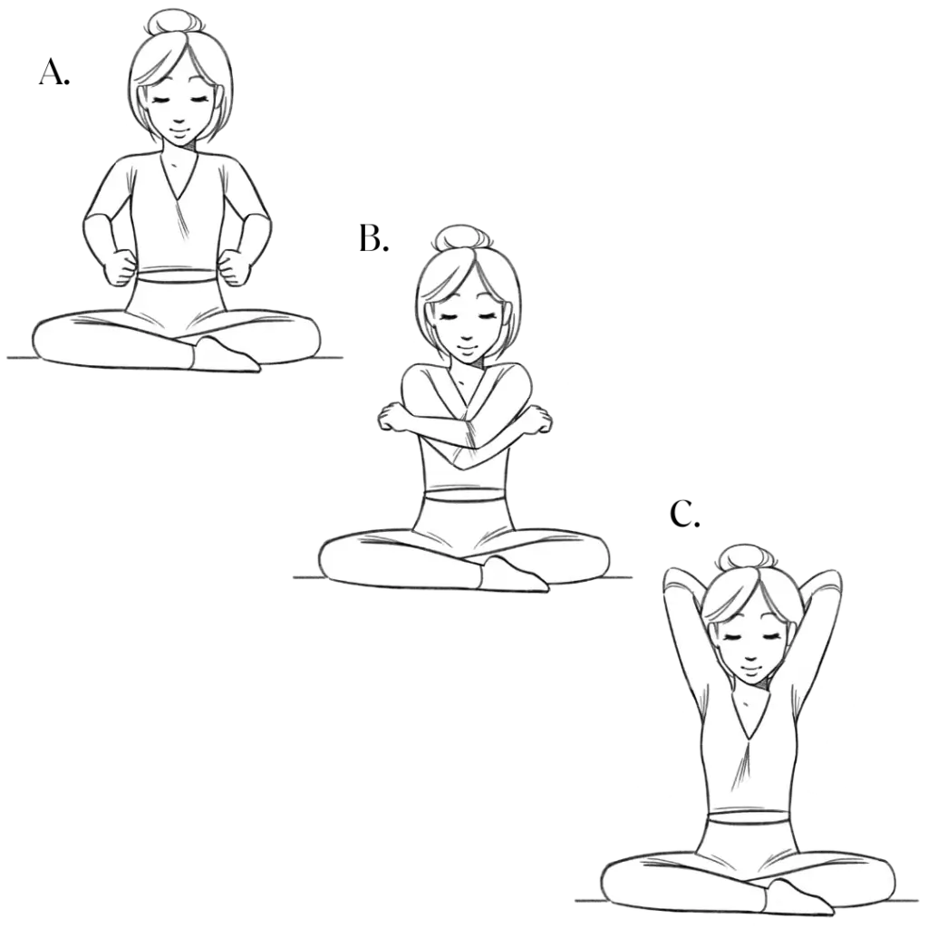 Illustration of Helen doing the Kriya for Morning Sadhana - Exercise 18