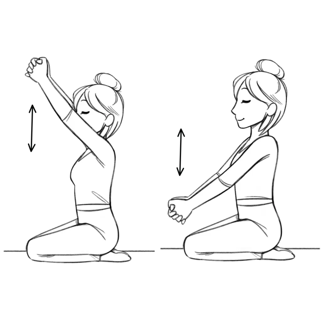 Illustration of Helen doing the Kriya for Morning Sadhana - Exercise 20