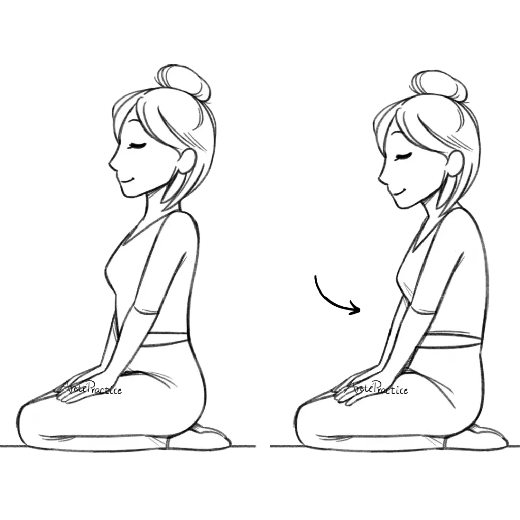 Illustration of Helen doing the Wahe Guru Kriya Trikuti Kriya - Exercise 7