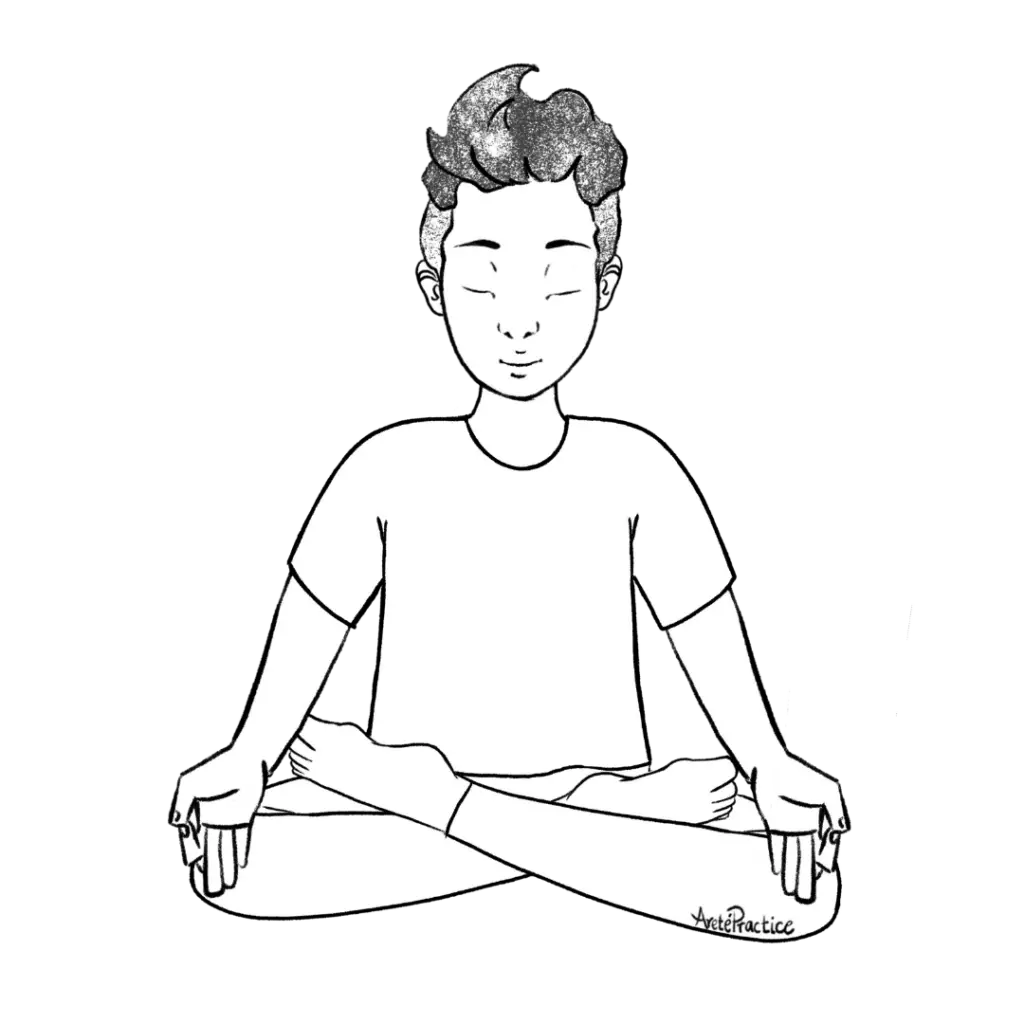 Illustration of George doing Padmasana or Lotus Pose