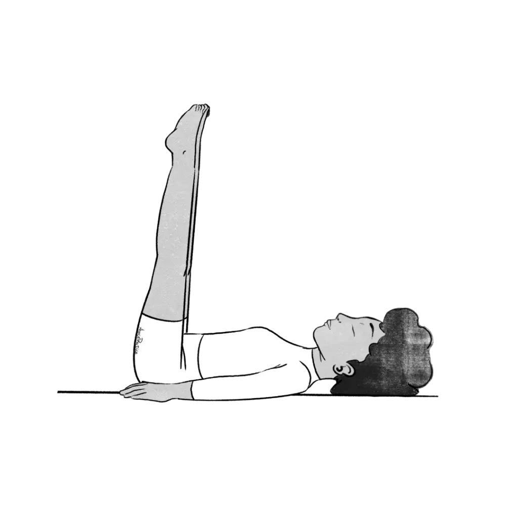 Illustration of Elaine laying down, face up, and legs up in 90 degrees