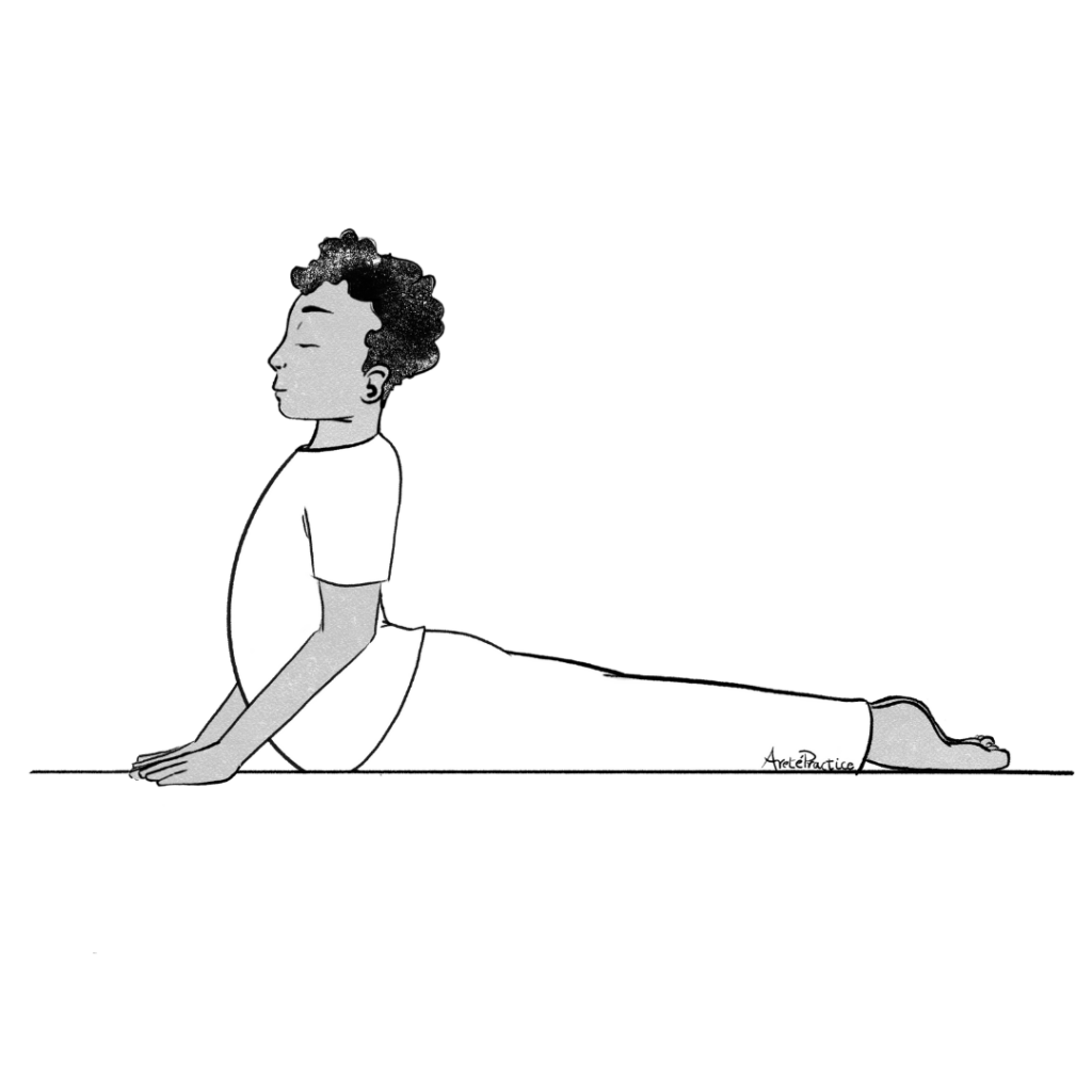 Ilustración de Jerry acostado, haciendo la postura de la cobra