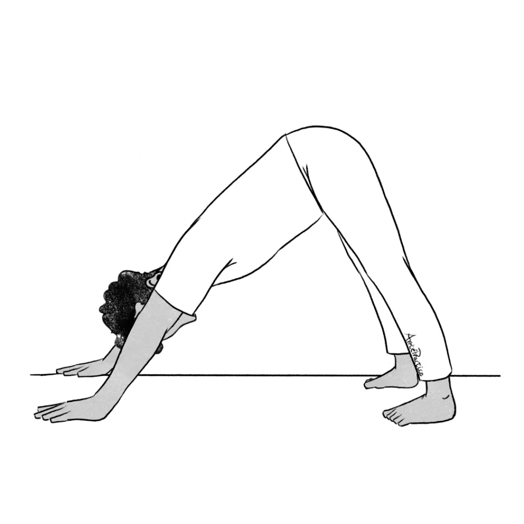 Illustration of Jerry doing triangle pose or downward facing dog pose