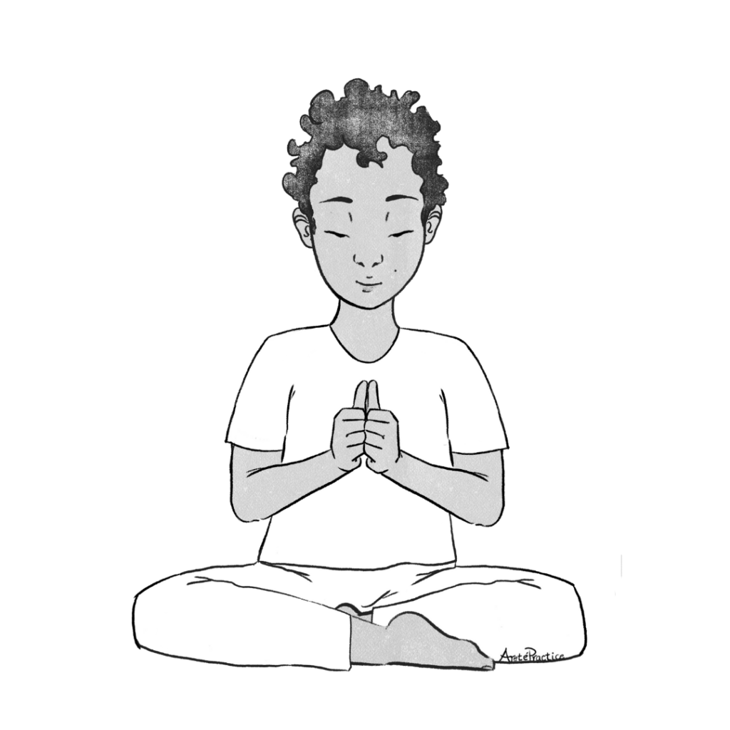 Ilustração de Jerry sentado em pose fácil com as mãos em punhos no centro do coração e os polegares estendidos para cima.