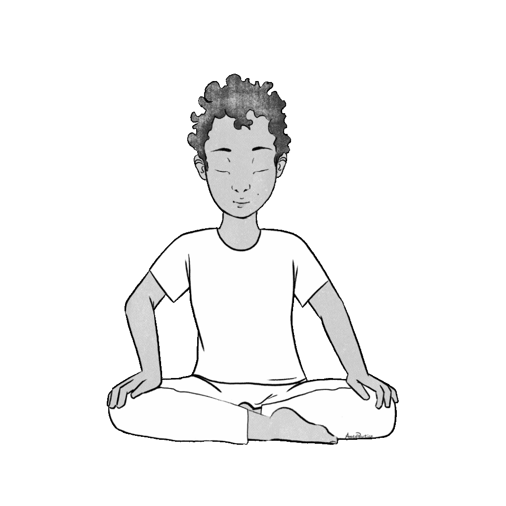 Ilustração de Jerry sentado em pose fácil fazendo exercícios sufi