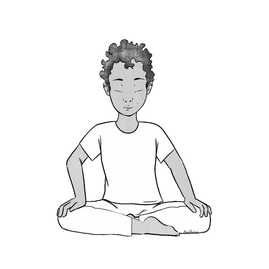 Illustration of Jerry sitting in easy pose doing sufi grinds