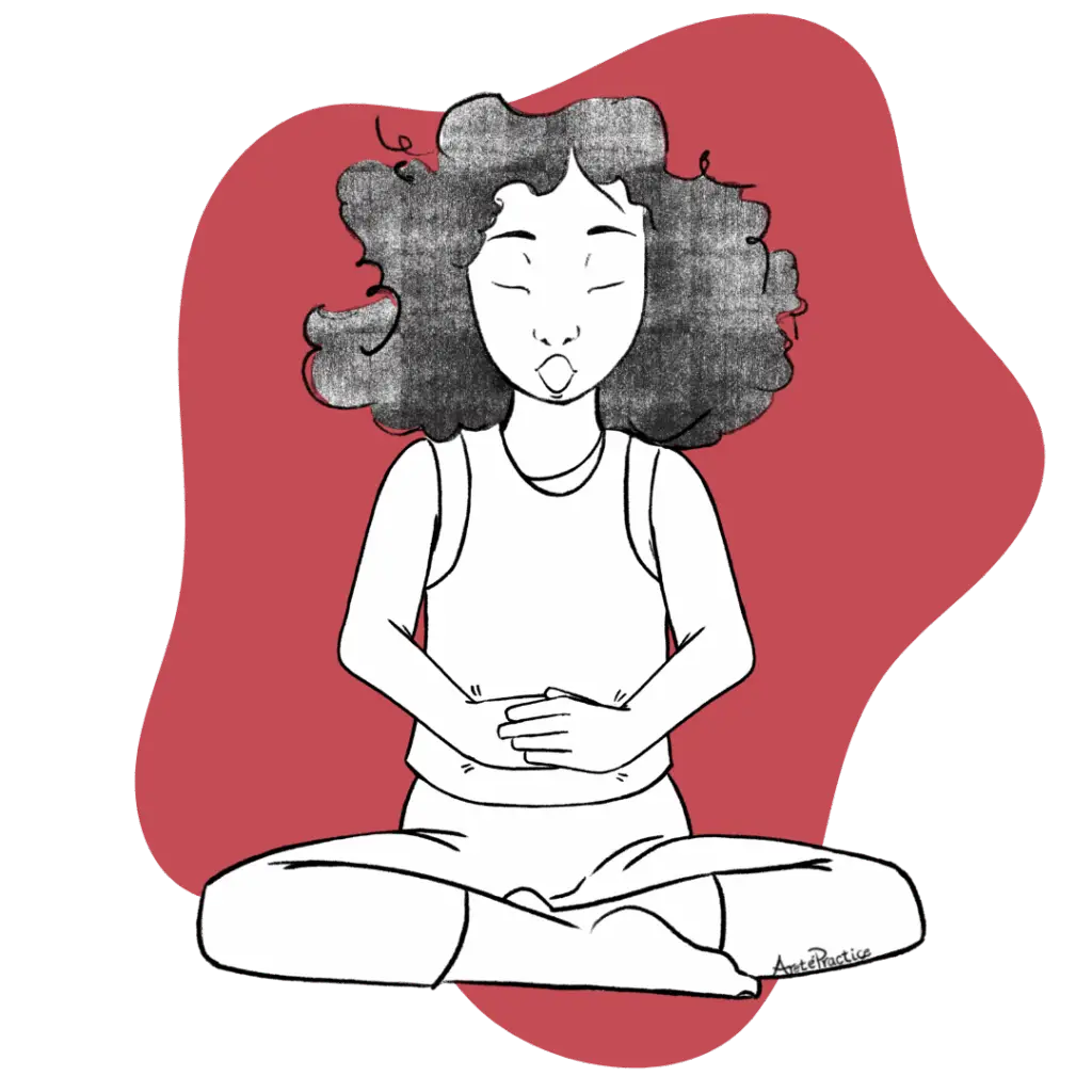 Illustration of Susan doing the Kriya to Conquer Inner Anger and Burn It Out Featured Image