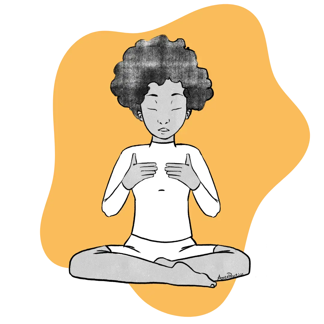 Illustration of Elaine doing the Meditation to Handle a Grave Situation - Featured Image