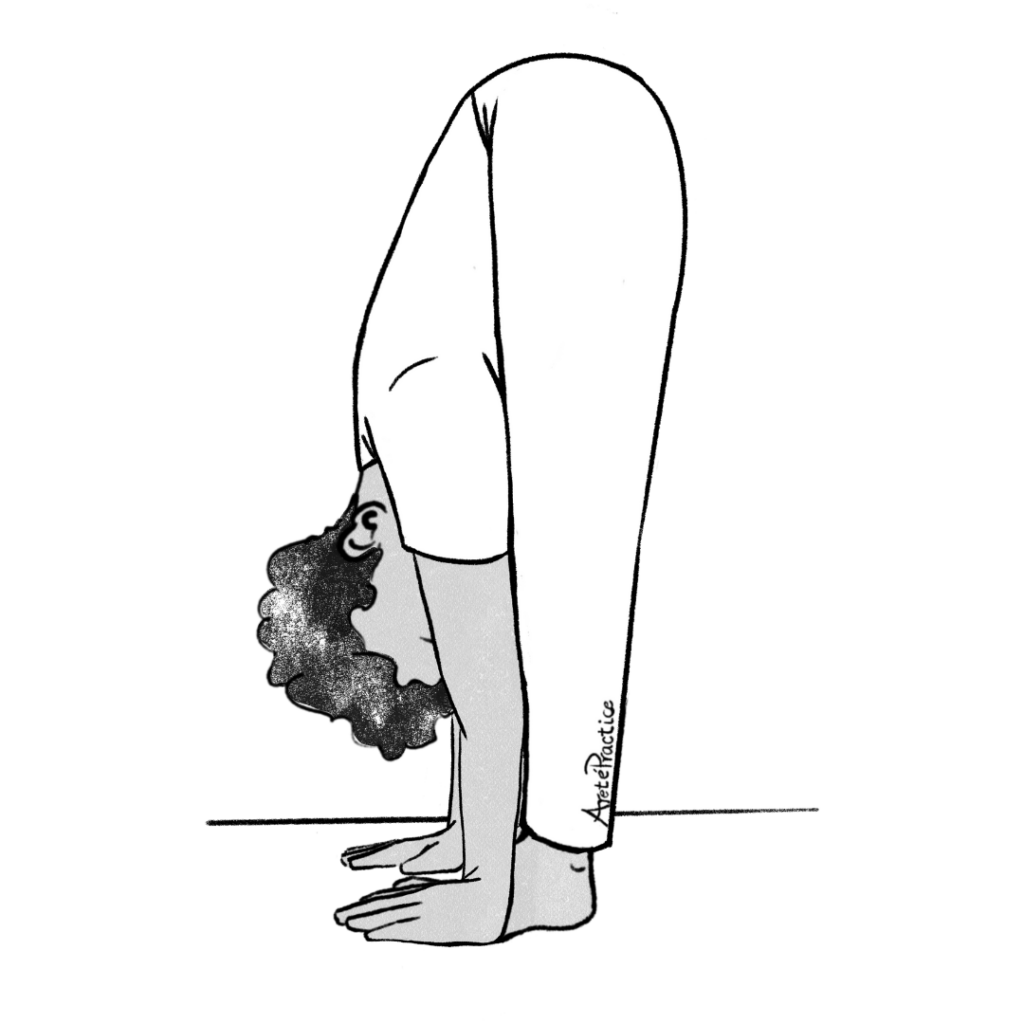 Illustration of Jerry standing doing forward fold pose