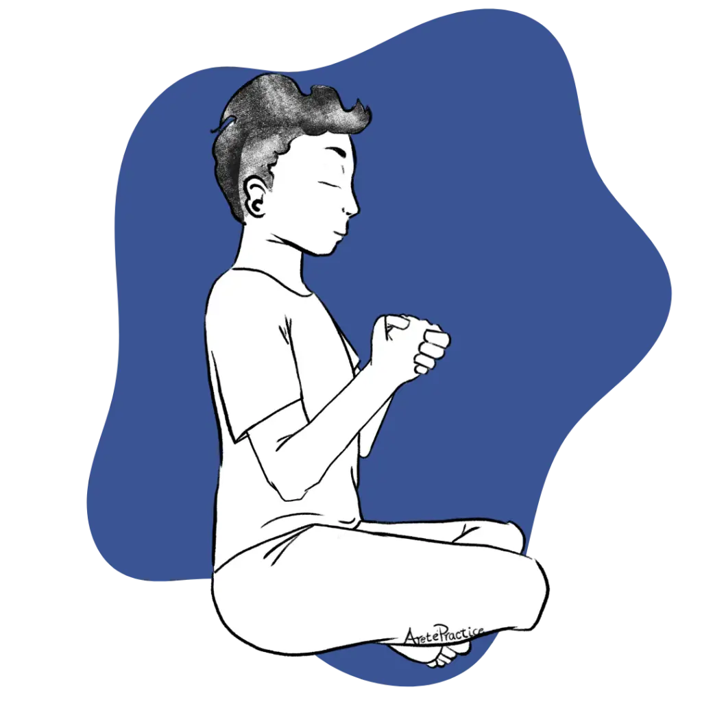Illustration of George doing the SA TA NA MA Kriya - featured Image