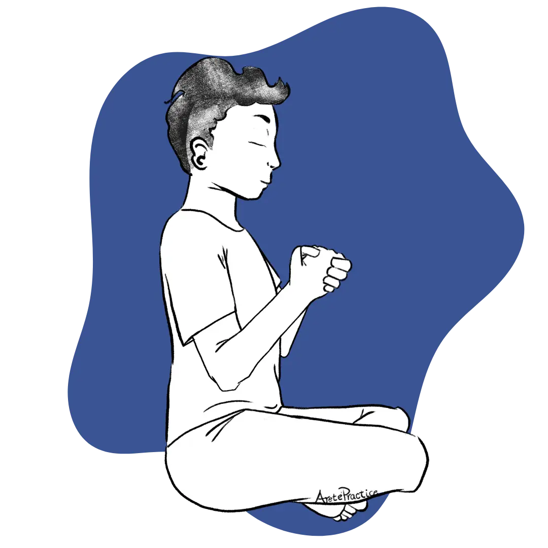 Illustration of George doing the SA TA NA MA Kriya - featured Image
