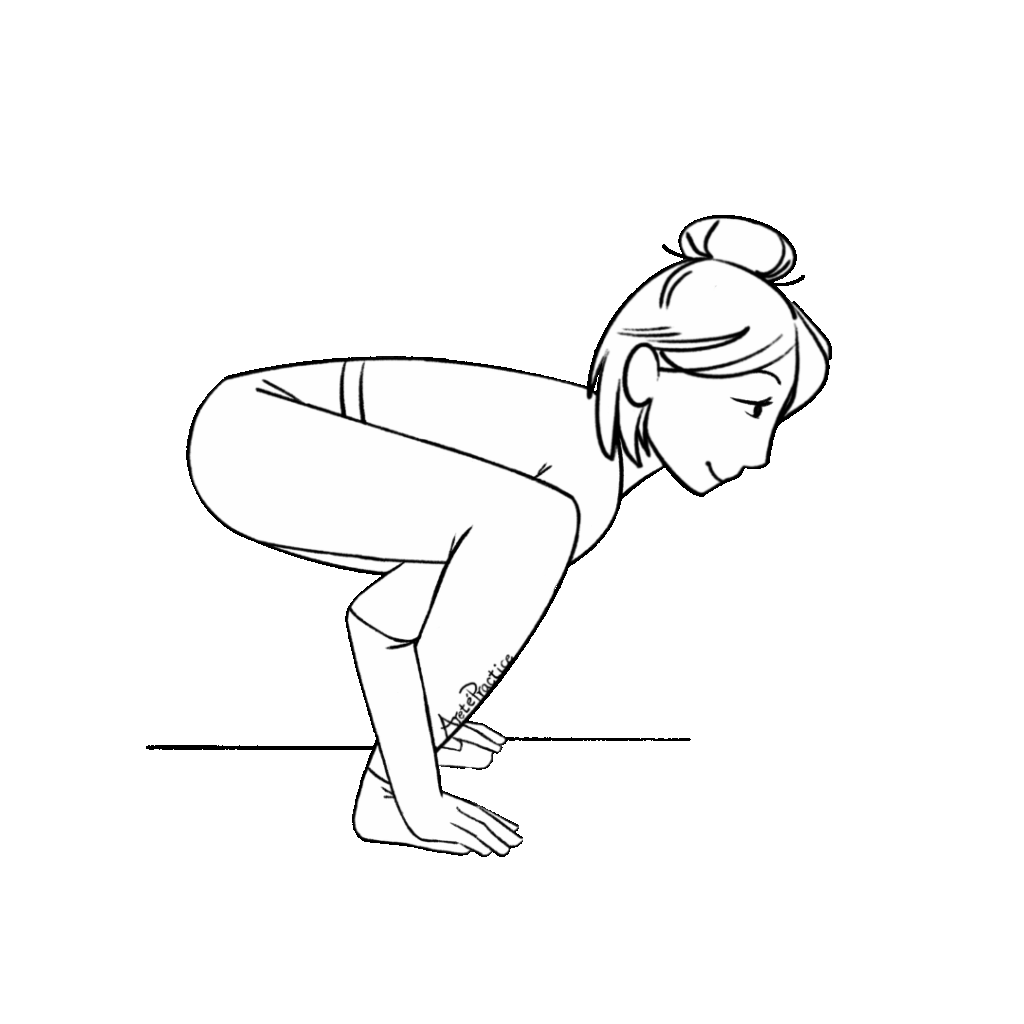 Ilustración de Helen en pose de silla con la cabeza inclinada hacia arriba