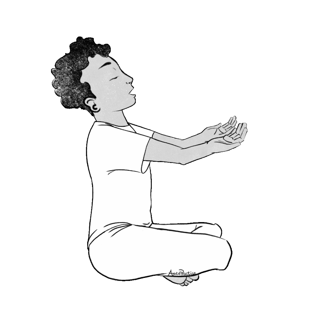 Ilustração de Jerry sentado em pose fácil com as mãos estendidas e as palmas voltadas para cima, boca aberta