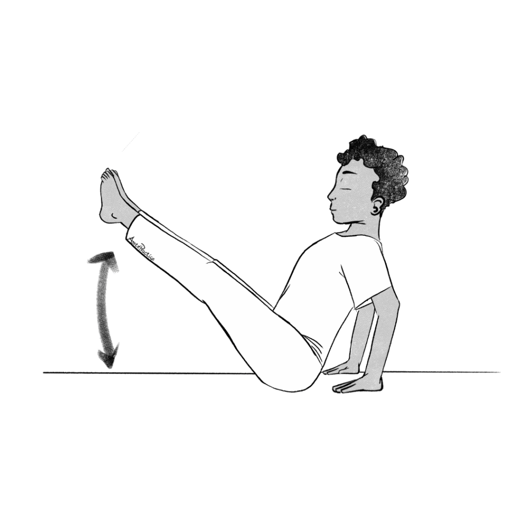 Illustration of Jerry sitting with legs extended forward and leaning back, lifting legs up