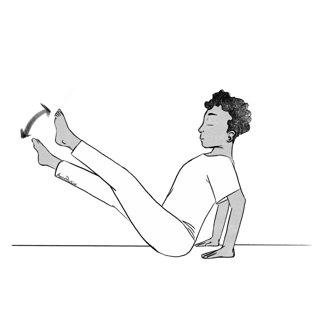 Ilustração de Jerry sentado com as pernas estendidas para a frente, inclinando-se para trás e cruzando-as