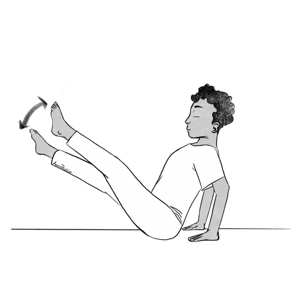 Illustration of Jerry sitting with legs extended forward leaning back and criss crossing