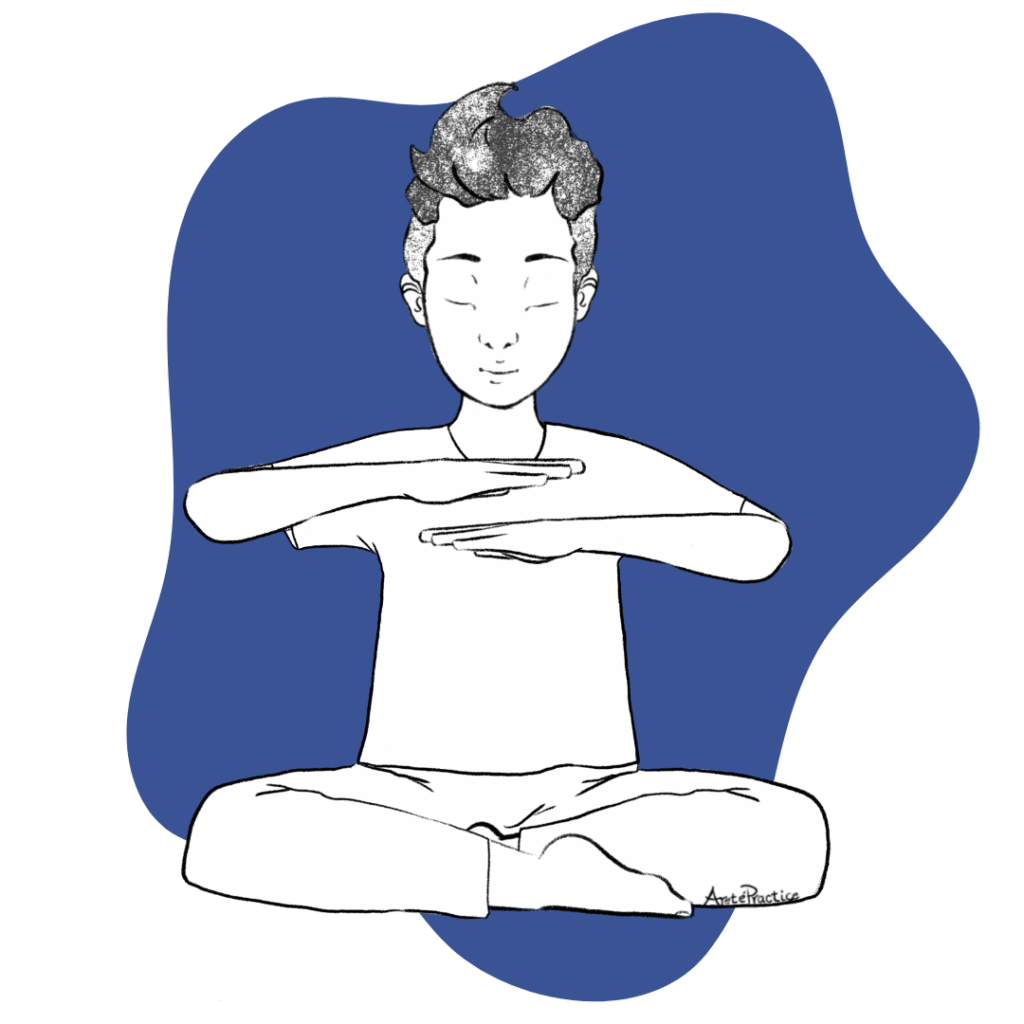 Illustration of George doing the Meditation for Self-Reverence Featured Image