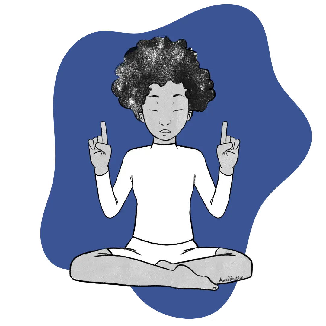 Illustration of Elaine doing the Stop the Waves of Thought Featured Image