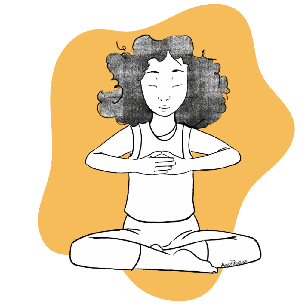 Illustration of Susan sitting in easy pose doing the Balancing the Nervous Energies Featured Image