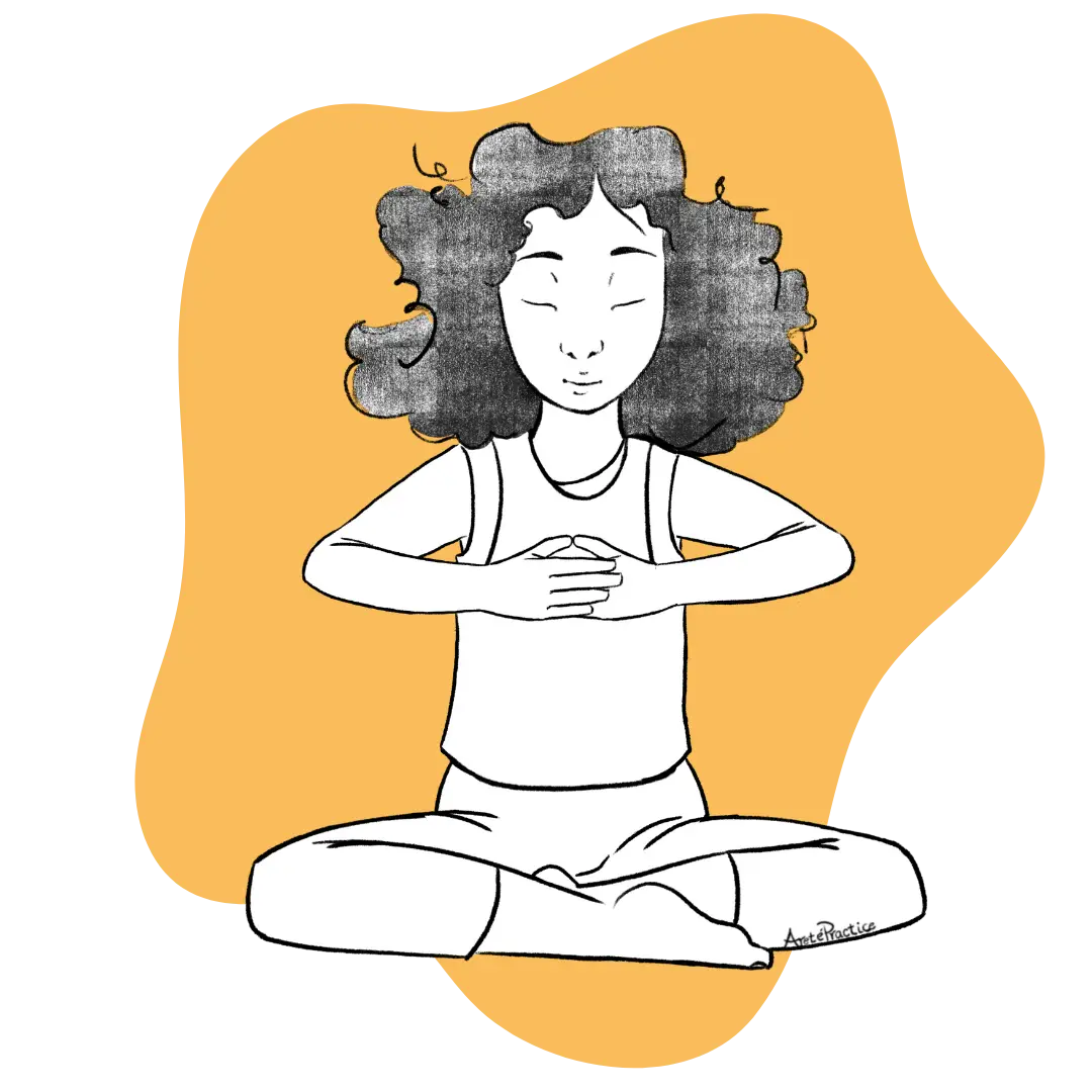 Illustration of Susan sitting in easy pose doing the Balancing the Nervous Energies Featured Image