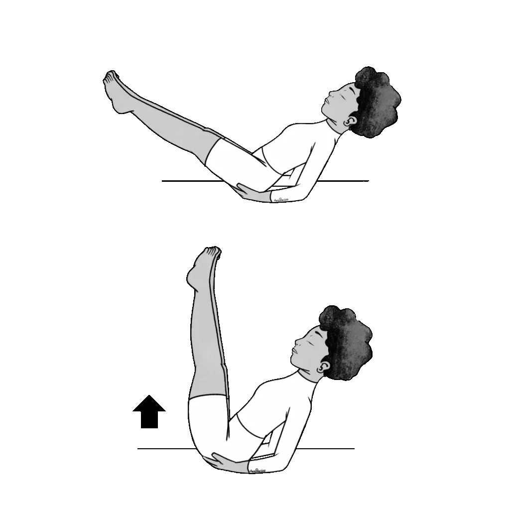 Illustration of Elaine with hands underneath but balancing 45 degrees and balancing upwards.