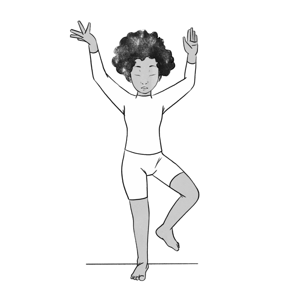 Ilustración de Elaine de pie y bailando