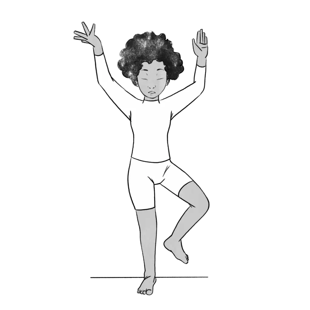 Illustration of Elaine standing and dancing