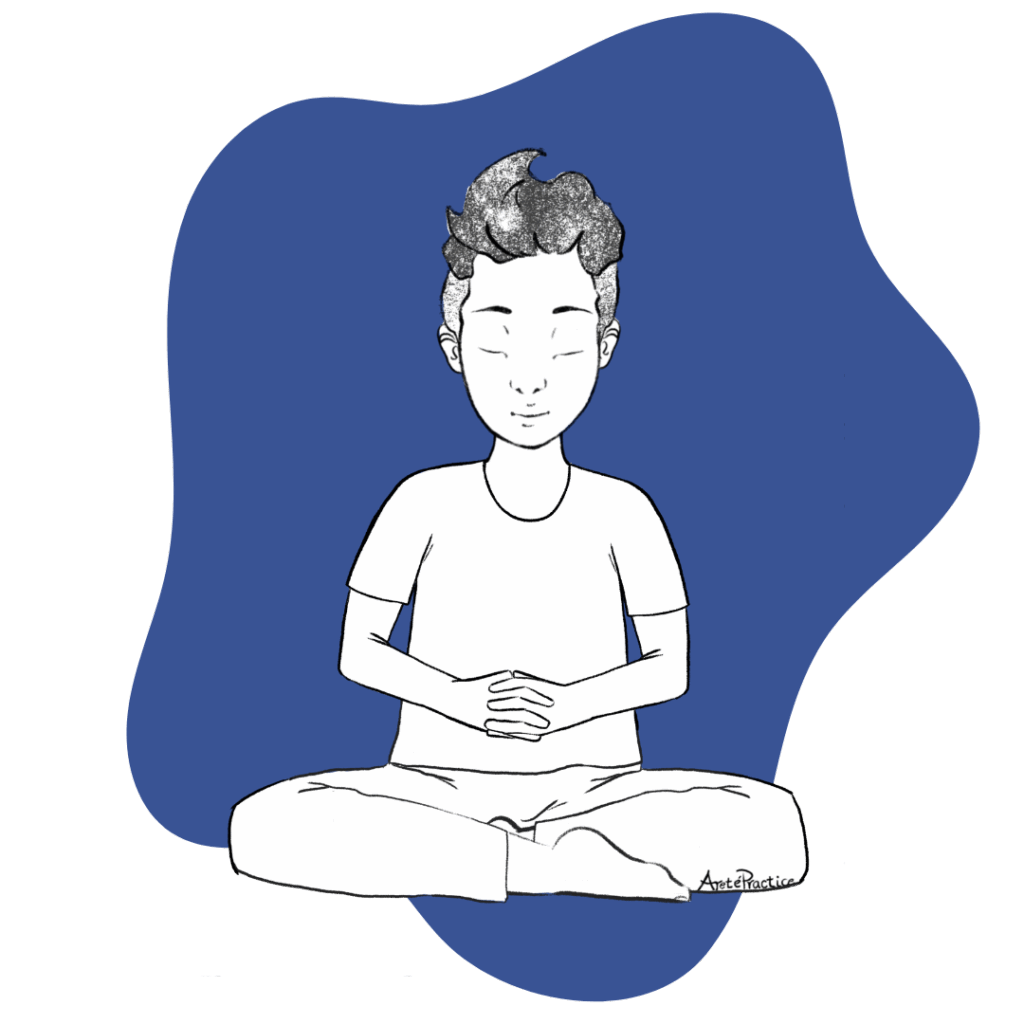 Illustration of George sitting in easy pose doing the Eliminate Inner Conflict Featured Image