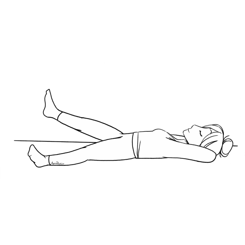 Illustration of Helen laying down with hand behind neck, one leg at 45 degrees