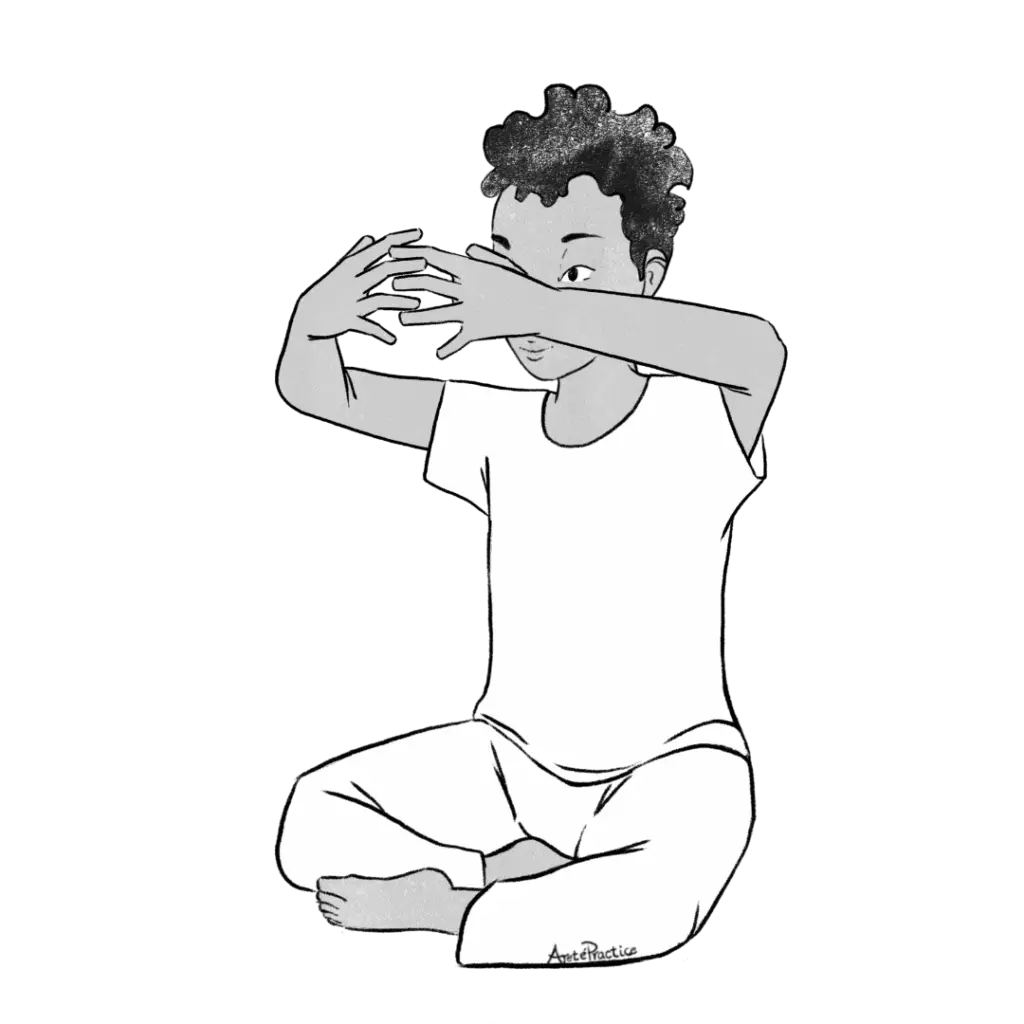 Illustration of Jerry sitting in easy pose with hands in front of face